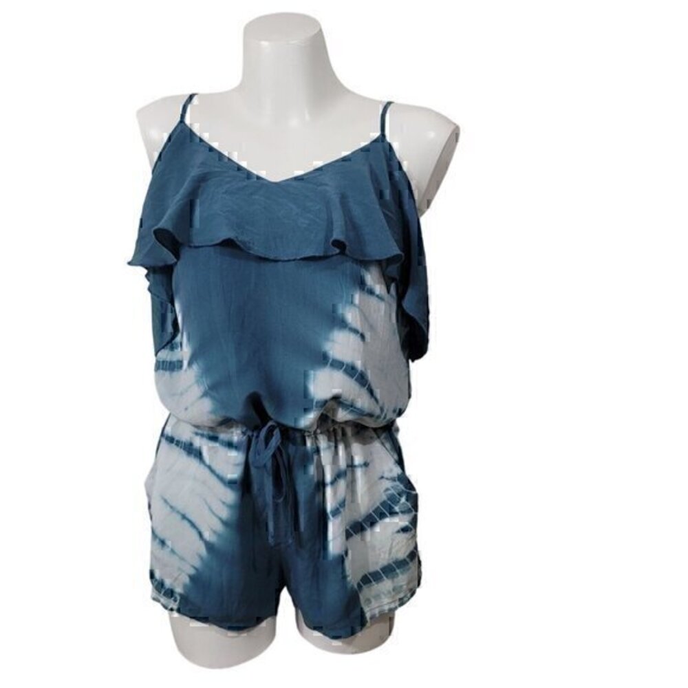 Chaser Silk Romper L Blue Tie Dye - Picture 10 of 10